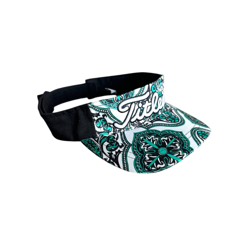 Titleist FootJoy Golf Visor OSFA Teal Black White Paisley Medallion Print - Picture 3 of 7